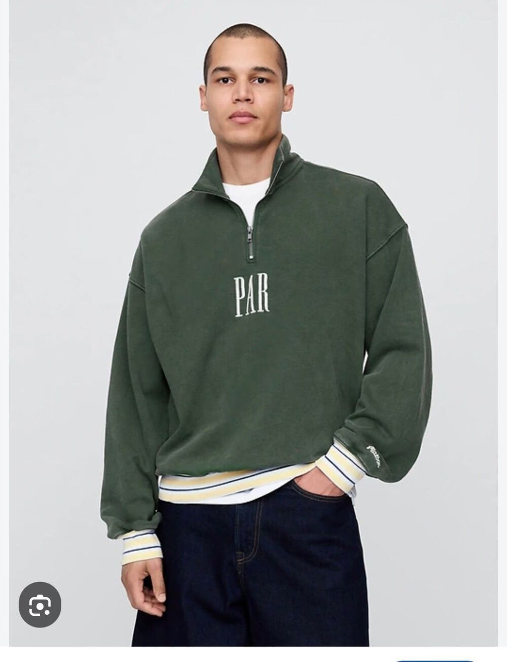 Gap PAR Malbon Logo Quarter Zip Pullover Emerald Green #766185